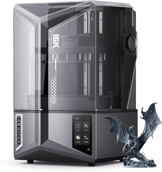 ELEGOO Saturn 4 Ultra 16K Resin 3D Printer with 10" 16K Mono LCD and Flip-up Lid, Smart Tank Heating at 30 °C, 150mm/h High Speed Printing, Large Printing Size of 8.33x4.66x8.66 Inches