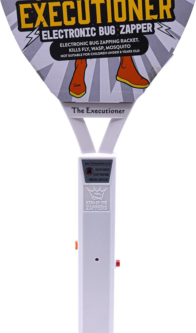 The Executioner Fly Zapper Mosquito, Wasp, Bug, Insect Killer Swatter Electric Fly Zapper Racket Single Layer for Efficient Zapping Indoor Outdoor (White)