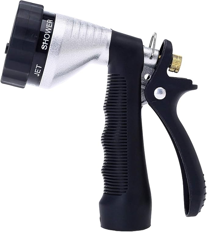 GREEN MOUNT Water Hose Nozzle Spray Nozzle, Metal Garden Hose Nozzle with Adjustable Spray Patterns, Perfect for Watering Plants, Washing Cars and Showering Pets