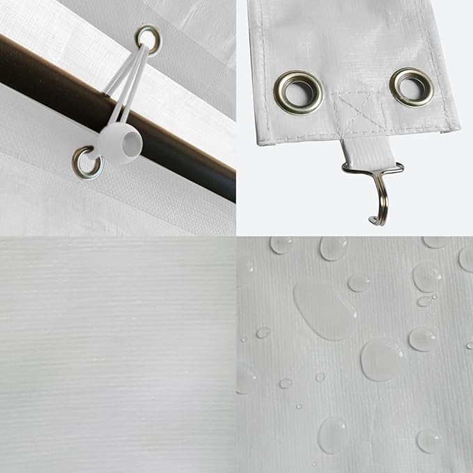 Carport Replacement Canopy, Replacement Top Cover for 10' x 20' Carport Frame, 180G PE Fabric Waterproof & UV Protected Tarp with Ball Bungees, White (Only Top Cover, Frame is not Included)