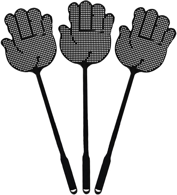 Fly Swatter Heavy Duty for Indoors – Hand-Shaped Flyswatter with Non-Slip Grip, Flexible 3-Pack Bug Swatters for Kitchen, Patio & Living Room