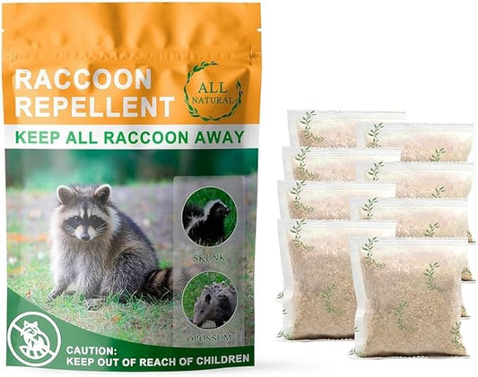 Natural Raccoon Repellent Granules – 8-Pack (25g per Bag) | Eco-Friendly, Non-Toxic & Long-Lasting Protection with Garlic, Peppermint & Wintergreen Oils | Safe for Pets and Children