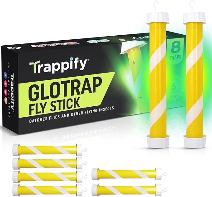 Glow-in-The-Dark Fly Stick by Trappify: Premium Indoor & Outdoor Fly Traps | Water-Resistant Sticky Trap for Fruit Fly Traps for Indoors, Gnat Traps for House Indoor, and Fly Trap Indoor (8 Pack)