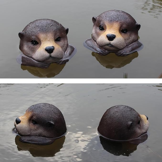Floating Otter Head Resin Art, Waterproof Pond Float, Decorative Animal Sculpture, Garden Lake Decor, Duck Deterrent, Artistic Resin Decor for Outdoor Use (1 PC)