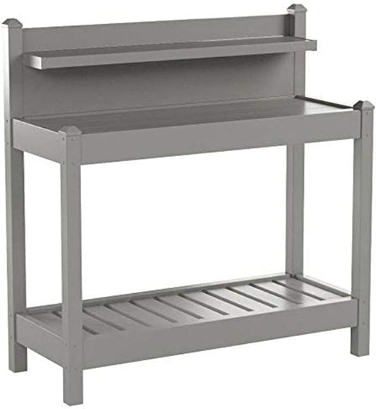 Dura-Trel Greenfield PVC Vinyl Indoor Outdoor Table Potting Bench Station with Shelf for Plant Accessories & Gardening Supplies Storage, Mocha