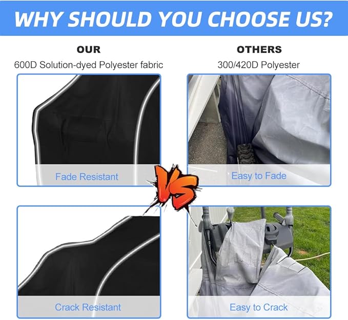 Heavy-Duty 600D Fade and Crack Resistant Snow Blower Covers, Waterproof, Snow Proof,UV-Proof Snowblower Cover Universal Fit，Snow Thrower Cover with Reflective Strips (50" L x 33" W x 40" H)