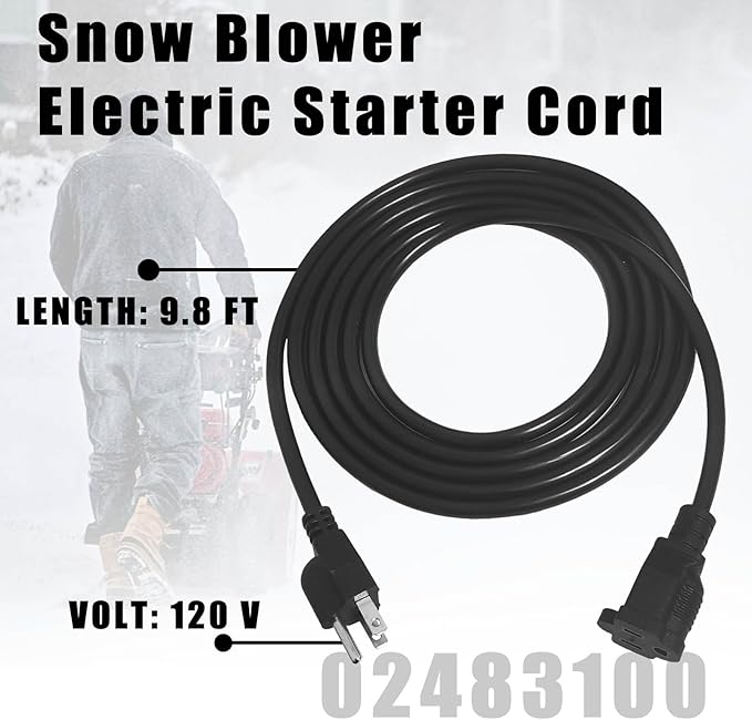 Snow Blower Electric Starter Cord 02483100 9.8ft Starter Power Cord Accessories Compatible with SS322, SS522, SS522C Models Compatible with 629-0071 929-0071 929-0071B 929-0071A 6219MA 32450