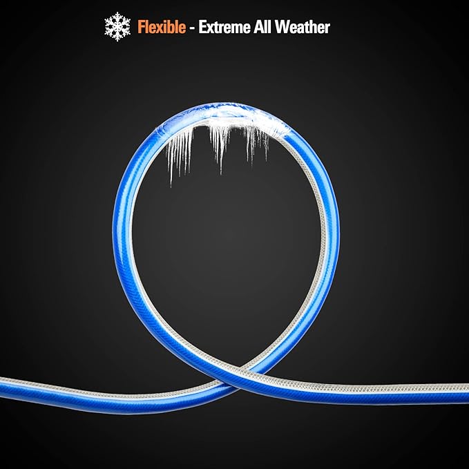 Solution4Patio Short Leader Blue Garden Hose 3/4 in. x 10 ft. -Kink free, No Leaking, Both Female Brass/Aluminum Fittings -Heavy Duty Durable Flexible Lightweight Water Pipe for Household & Commercial