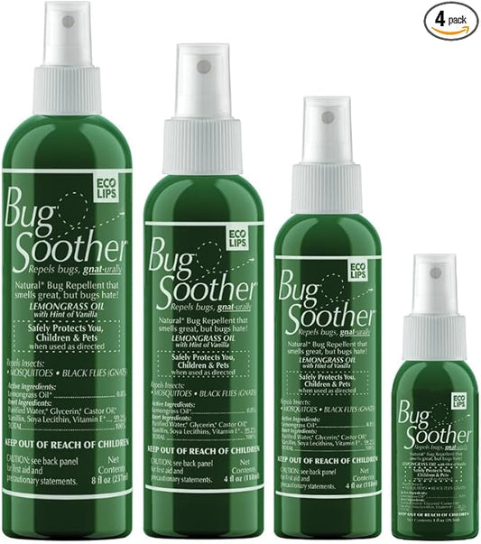 Bug Soother Spray Small Family Pack - Natural Insect, Gnat and Mosquito Repellent & Deterrent with Essential Oils - 100% DEET-Free Safe Bug Spray for Adults, Kids, Pets, & Environment - Made in USA