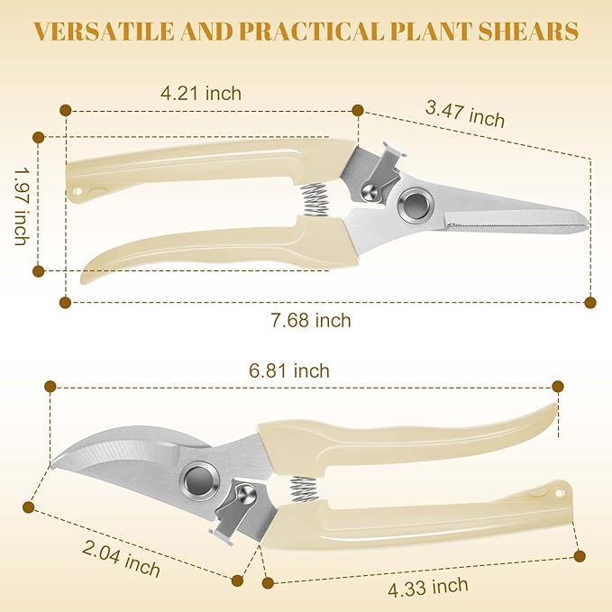 Amylove 24 Pcs Garden Flower Shears Pruning Scissors Heavy Duty Plant Scissors Garden Clippers Hand Bypass Pruner for Gardening Plants Hedge Flower Tree Cutting Miniature Bonsai Modeling(Beige)