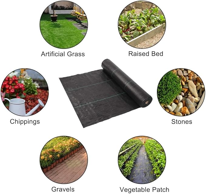 TUFFIOM 3 x 300 FT Weed Barrier Garden Landscape Fabric, UV-Resistance Ground Cover, 125gsm/3.7OZ Heavy Duty Material for Superior Weed Control, Perfect for Greenhouse, Yard, Flower Bed, Garden