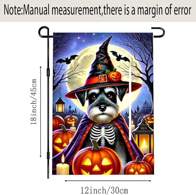 Halloween Pumpkin Witch Skeleton Dog Garden Flag 12x18 Inch Double Sided Autumn Yard Flag
