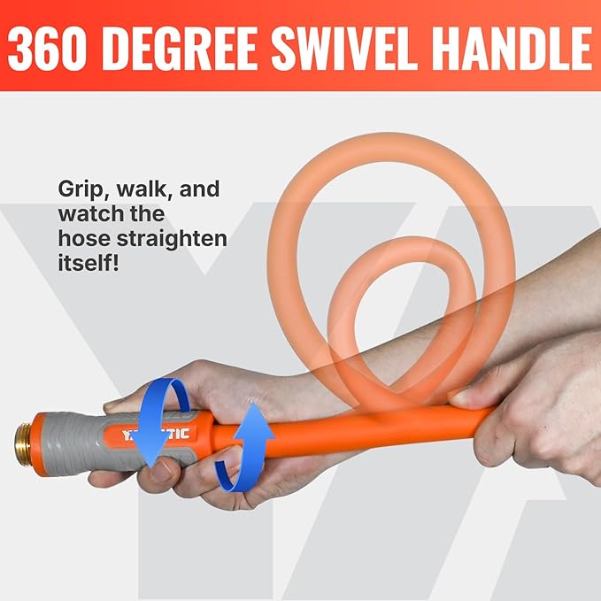 YAMATIC Garden Hose 5/8 in x 30 ft, Ergonomic Swivel Fittings, Burst 600 PSI, Heavy Duty, Flexible and Lightweight Water Hose with 2 Set Quick Connect