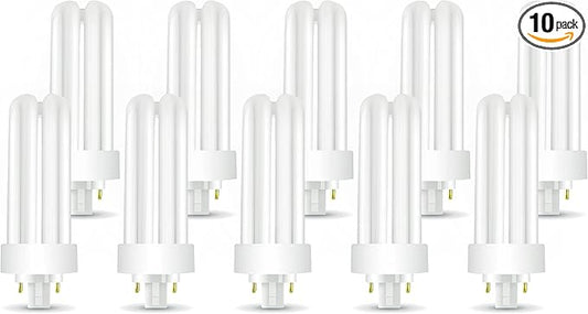 (10 Pack) PLT-26W 830, 4 Pin GX24q-3, 26 Watt Triple Tube, Compact Fluorescent Light Bulb, 3000K Soft White, 10 Count.
