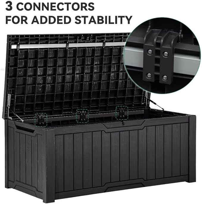 YITAHOME 120 Gallon Outdoor Storage Deck Box, Large Resin Patio Storage for Outdoor Pillows, Garden Tools and Pool-Supplies, Waterproof, Lockable (Black)