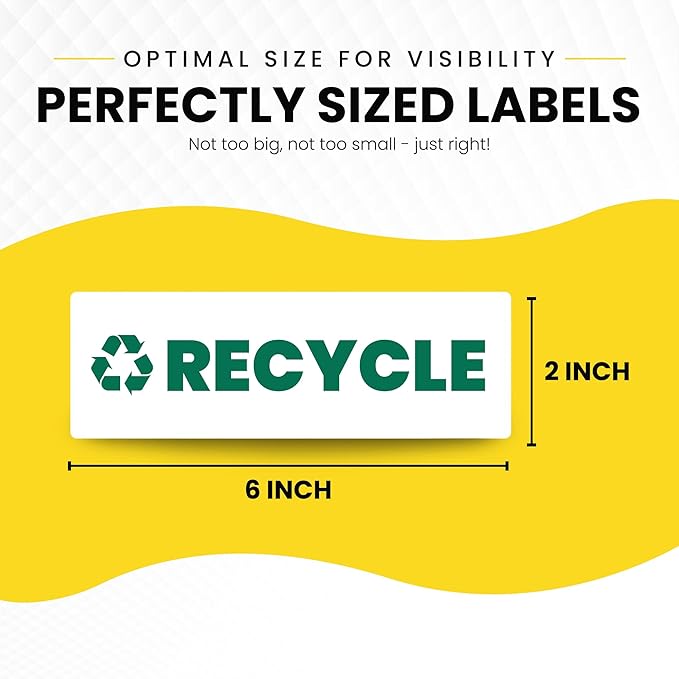 Recycle Sticker for Trash Bins – Heavy Duty, Recycle Only Sticker - 3-5 Year Indoor/Outdoor Rated - Heavy Duty, Weather Proof, Ultra Durable - USA Made (6x2 inch), 4 Labels