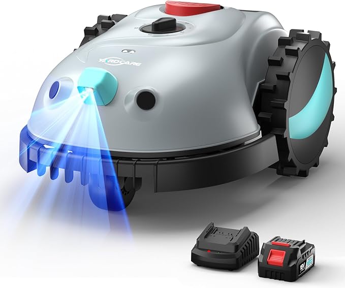 V100 Robotic Lawn Mower, HD Visual Navigation, Smart Obstacle Avoidance & Precision Collision Sensors, Adjustable Cutting Height, Quiet Operation, Ideal for Small Lawns up to 1,600 sq ft