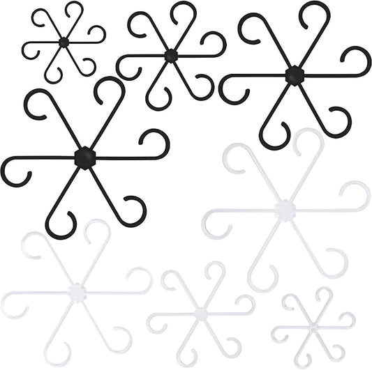 8PCS Plant Stem Support, 4 Sizes Climbing Houseplant Stem Holders, Plastic Reusable Flower Trellis Stem Hook Plant Care Growth Accessories for Flower Plants Indoor Outdoor - Black, Clear