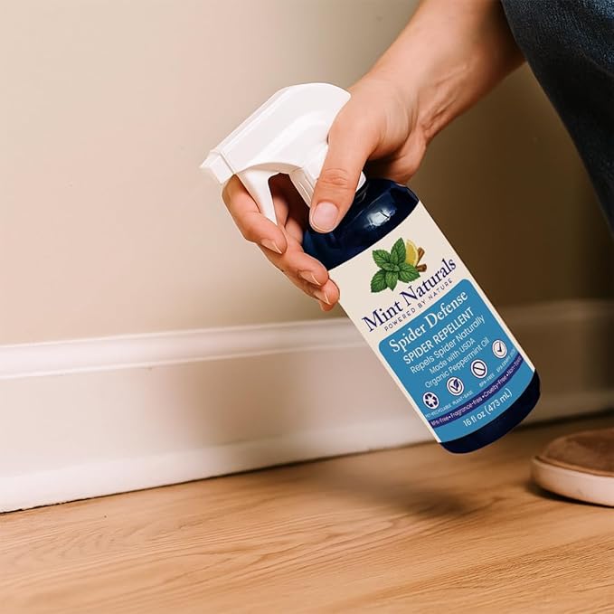 Spider Defense – Natural Spider Repellent Indoor & Outdoor, Peppermint Oil Spray for Home, Cabins, Garages, RVs & Commercial Use – Eco-Friendly Pest Control, 16oz Made in USA