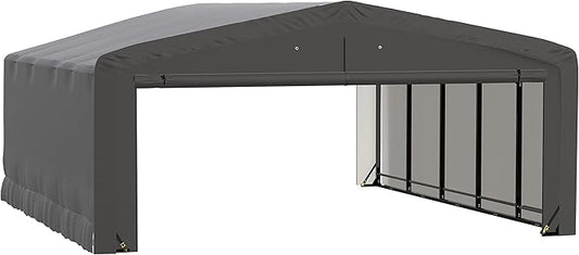 ShelterLogic ShelterTube Garage & Storage Shelter, 20' x 23' x 10' Heavy-Duty Steel Frame Wind and Snow-Load Rated Enclosure, Gray