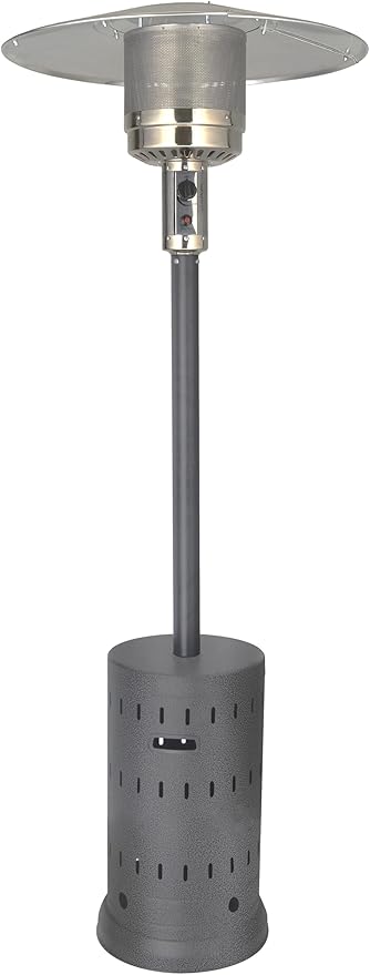 Outdoor Natural Gas Patio Heater | 45,000 BTU | Anti-Tilt and Safety Shut-Off | Residential and Commercial | Includes Mobility Wheels | Hammered Silver/Pewter