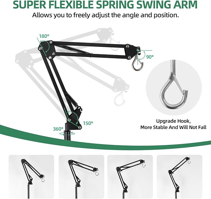 Reptile Lamp Stand Adjustable Height 15.7-73.6inch with 360°Adjustable Swing Arm Heat Lamp Stand Plant Floor Light Holder for Bearded Dragon Turtles Snake and Chicks