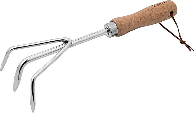 Rooty Gardening Hand Cultivator with Stainless Steel, Wooden Handle,Easy for Garden Weeding Cultivating,Soil Loosening/Rust Resisitant