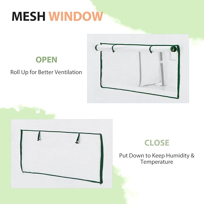 EAGLE PEAK Woven Replacement Cover for 8x6 Portable Walk-in Pop up Greenhouse, Front and Rear Roll-Up Zipper Entry Doors and 4 Roll-Up Side Windows (Frame Not Included), White