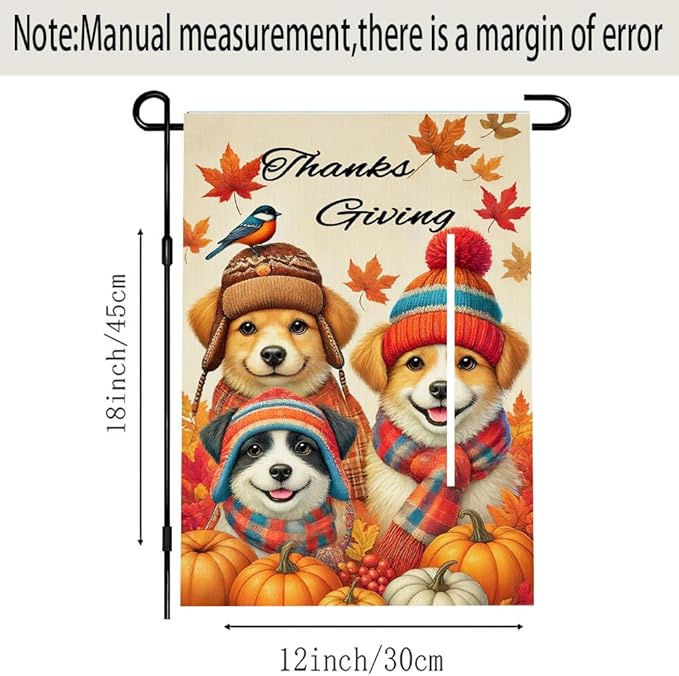 Autumn Pumpkin Harvest Welcome Garden Flag Double Sided Thanksgiving Fall Outdoor Decorations 12 x 18 Inch Small Cat Couple Small Dog Couple