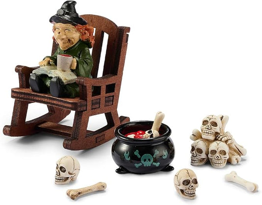 Halloween Decor Miniature Witch Desk Figurine,Gothic Horror Resin Witch,for Bookshelf Decor,Desk Trinkets,Collectible,Party Gifts