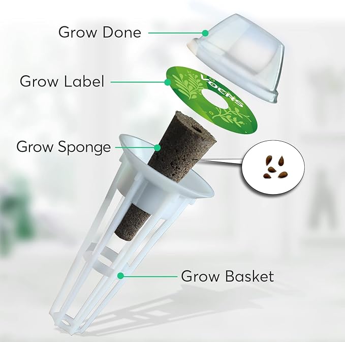 Seed Pods for Hydroponics Growing System - (No Seeds), Hydroponics Supplies with 24 Grow Sponges, 12 Planting pods,2 Set a&b Hydroponic Nutrient Plant Food,28 Stickers,12 Seeding Cover