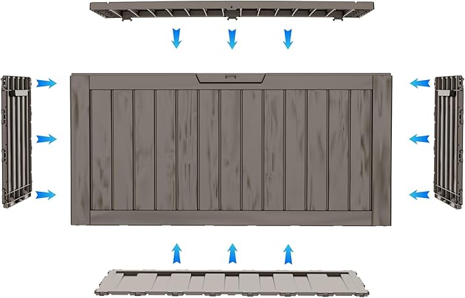 75 Gallon Waterproof Large Resin Deck Box Indoor/Outdoor Lockable Storage Container and Seating for Garden, Pool, and Patio (75 Gallon, Grey)