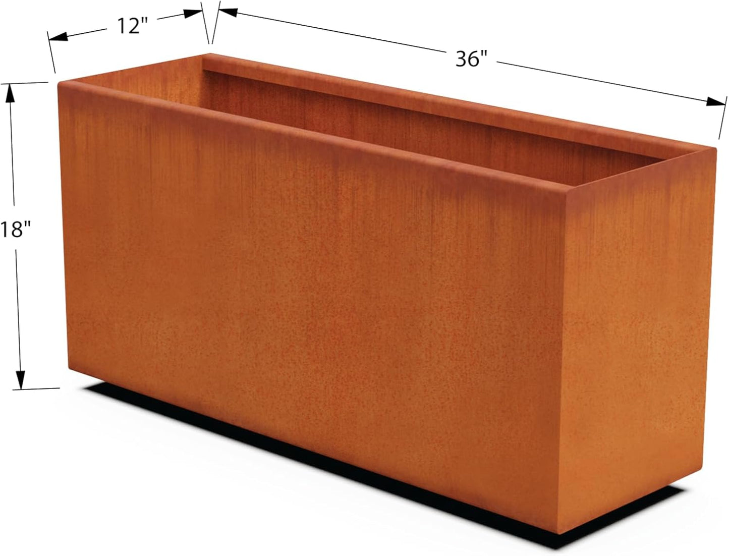 Large Rectangular Planters for Outdoor Plants – 36x12x18 Inch Corten Steel Planter | Heavy Duty Metal Planter Box for Modern Garden & Patio Landscaping | Fully Welded, Made in USA