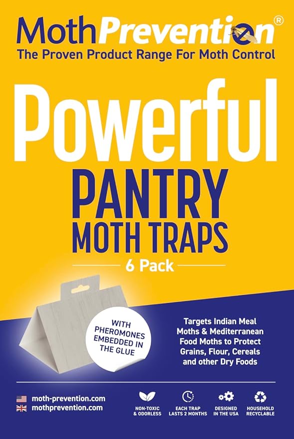 Powerful Pantry Moth Traps Pack of 6 | Moth Killer with Pheromones | Kitchen Moth Trap for Your Home | Maximum Pheromone Dispersal | No Odor