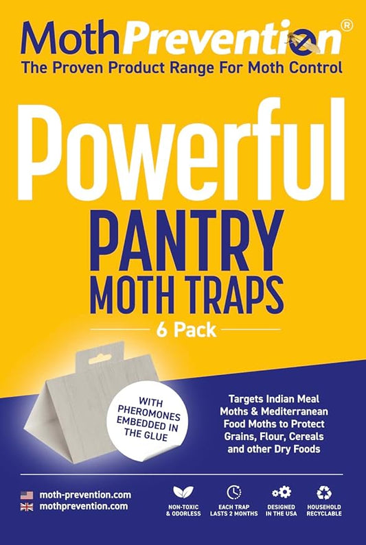 Powerful Pantry Moth Traps Pack of 6 | Moth Killer with Pheromones | Kitchen Moth Trap for Your Home | Maximum Pheromone Dispersal | No Odor
