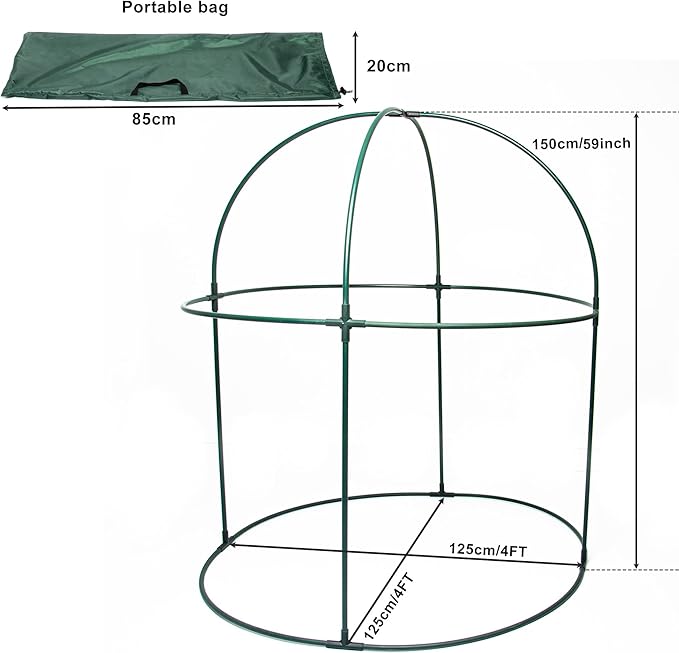Round 4'x4' Large Plant Mesh Cover 4.9FT Tall Crop Netting Cage Pest Guard Cover for Vegetables Fruits Durable Plant Gardening Net