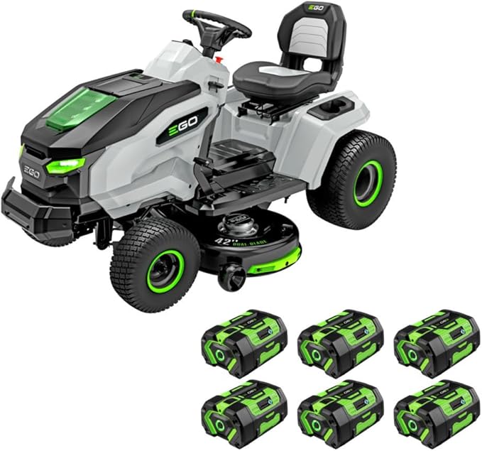 EGO POWER+ Electric Riding Lawn Mower, 42" Deck Cordless Tractor, Includes (6) 56V 6.0Ah Batteries and Charger - TR4204