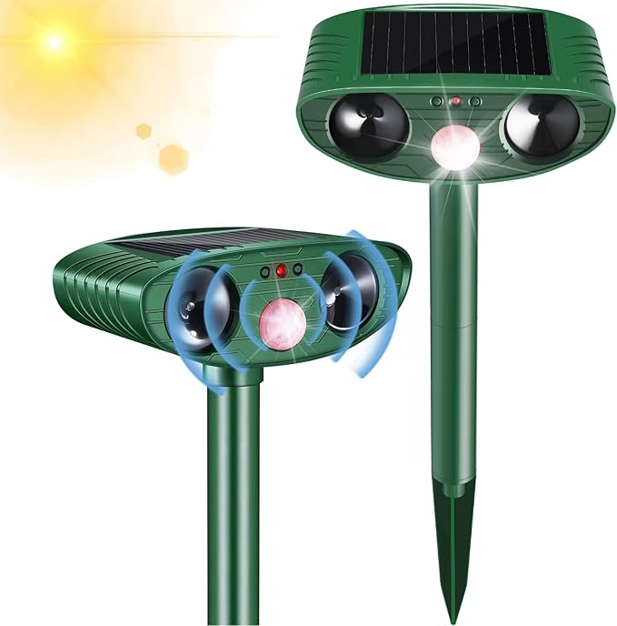 Cat Repellent Outdoor,2 Pack Solar Animal Repeller Ultrasonic Cat Deterrent with Motion Sensor Waterproof Pest Repeller Animal Deterrent for Garden Yard Skunks,Raccoon Birds Squirrels Deer