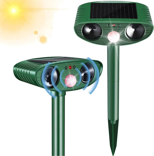 Cat Repellent Outdoor,2 Pack Solar Animal Repeller Ultrasonic Cat Deterrent with Motion Sensor Waterproof Pest Repeller Animal Deterrent for Garden Yard Skunks,Raccoon Birds Squirrels Deer