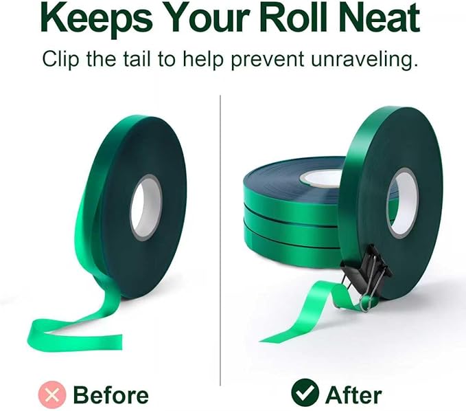 Stretch Plant Tie Tape – Reusable PVC Garden Ties for Plants, Green Flexible Garden Tape for Branches, Vines, Shrubs, Flowers, Trees, Indoor & Outdoor Use (196 ft)