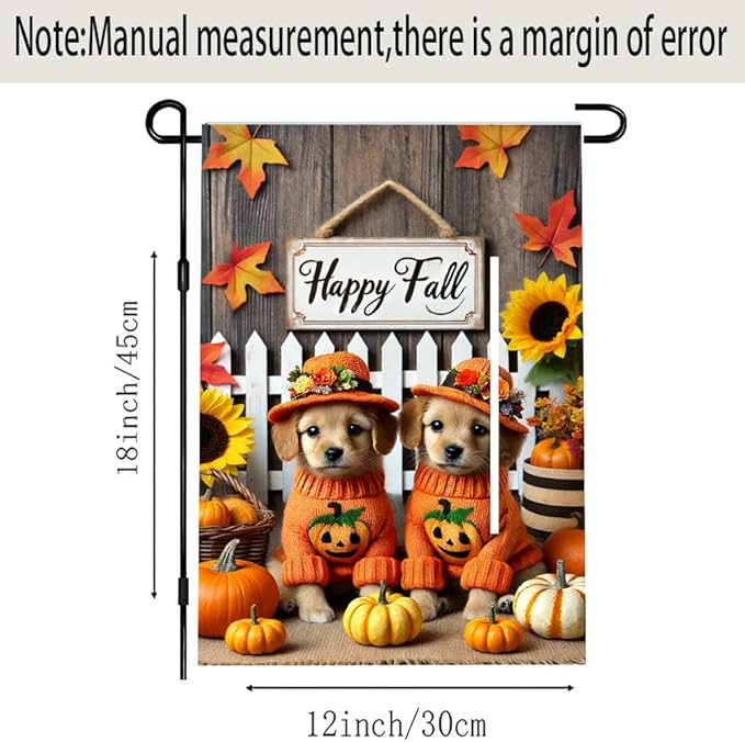 Winter Halloween Puppy Cat Pumpkin Garden Flag 12x18 Inch Double Sided Outdoor Flag