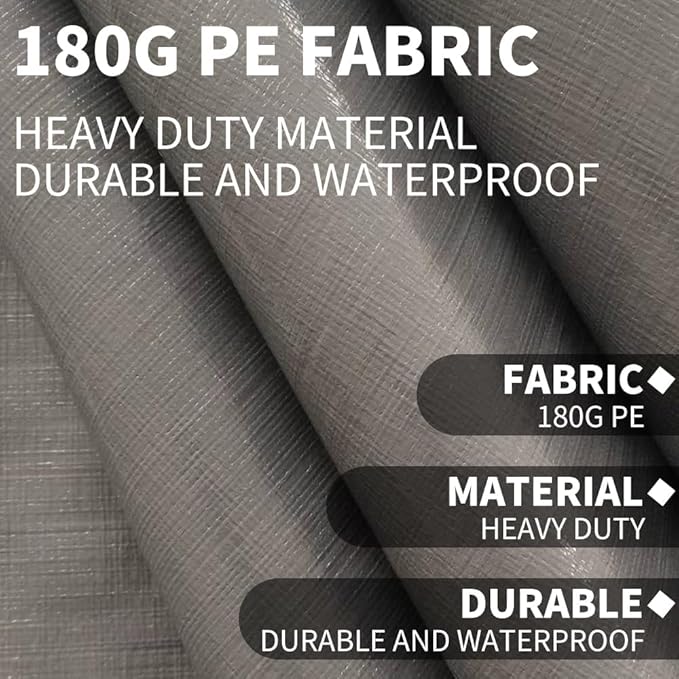 Rutile 10 x 20 FT Carport Replacement Cover, Heavy Duty Car Tarp Canopy Tent Replacement Top w/Ball Bungees Gray (Only Top Cover, Frame is not Included)