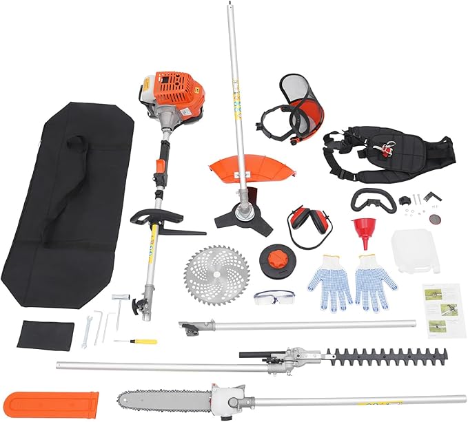 2025 New 52CC 2-Stroke Gas Weed Wacker, 5-in-1 Multi-Functional Lawn Mower Garden Hedge Trimmer String Trimmer Pole Chainsaw with Extension Pole, Weed Eater for Grass and Bush