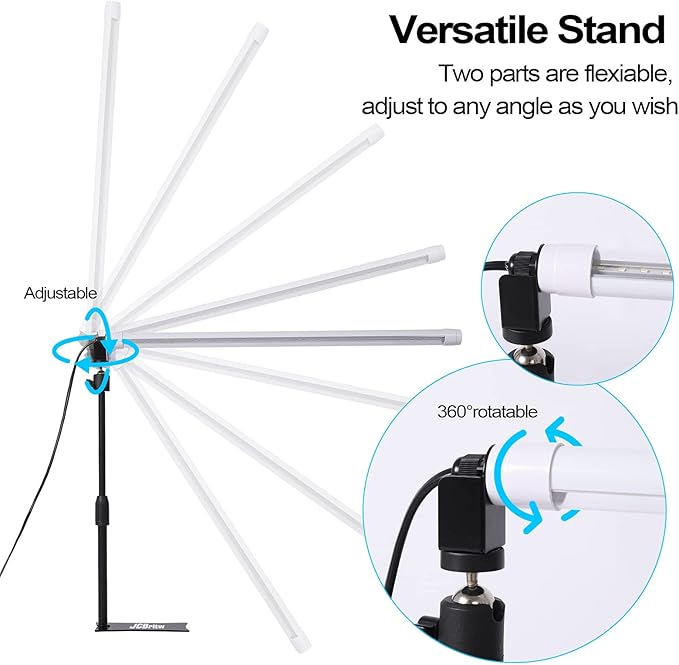JCBritw Standing LED Grow Light，Adjustable 2ft T8 Bar Plant Light, White 4500K Full Spectrum Plant Grow Lamp on Stand for Indoor Plants Seed Starting, Seedlings, Veg, Flower