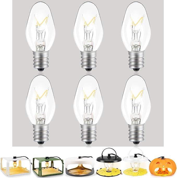 Original 6 Pcs Flea Trap Replacement Light Bulbs, Special for Flea Traps for Inside Your Home, Friendly for Kids & Pets, Warm Light