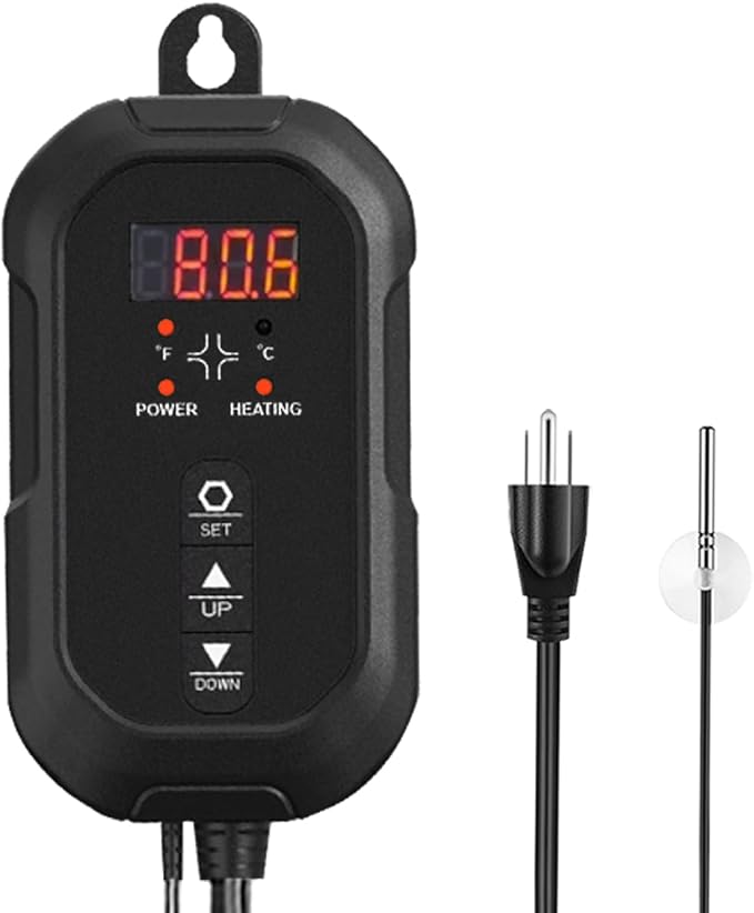 Digital Thermostat Controller 40-108℉ 8.3A 1000W,Thermostat Controller for Seed Germination, Reptiles and Brewing Breeding Incubation Greenhouse (Thermostat)