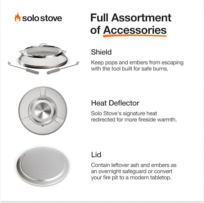 Solo Stove Yukon 2.0 + Stand, 27 Inch Smokeless Fire Pit – Portable Stainless Steel Outdoor Fireplace - 360° Airflow Technology and Removable Ash Pan – Ideal for 6 or More People, 43.9lbs, Ash