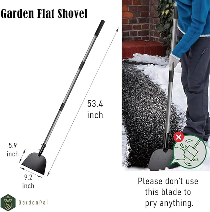 Gardenpal Flat Shovel,Snow Shovel, Ice Scraper, 54 inch Snow Ice Chopper for Walkway,Garden Cleaning Ice Removal Tool for Road