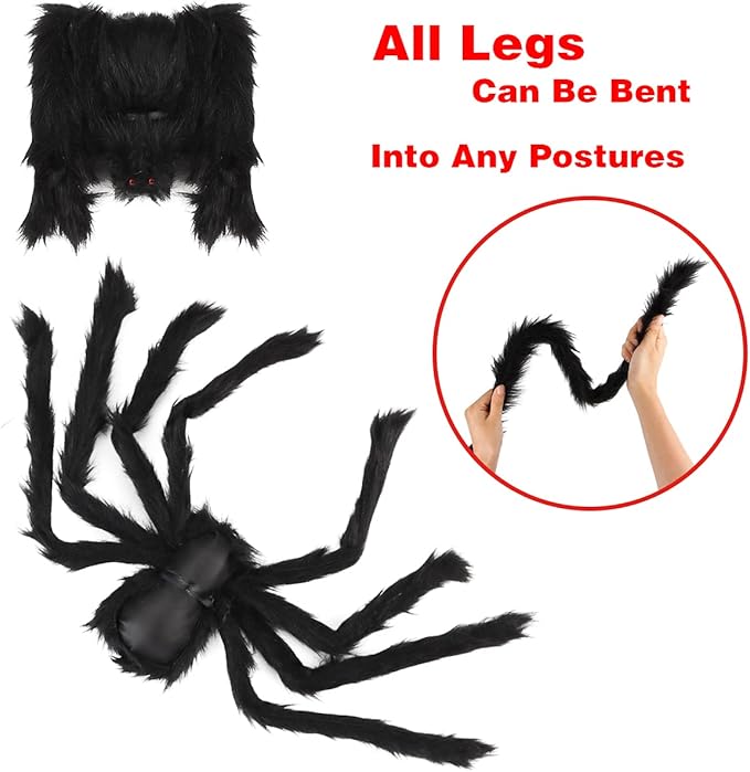 Dreampark Realistic Hairy Spider Decorations - 8 Pcs Scary Spider Props for Indoor/Outdoor House Yard Creepy Halloween Decor