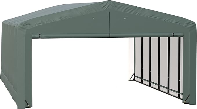 ShelterLogic ShelterTube Garage & Storage Shelter, 20' x 27' x 12' Heavy-Duty Steel Frame Wind and Snow-Load Rated Enclosure, Green